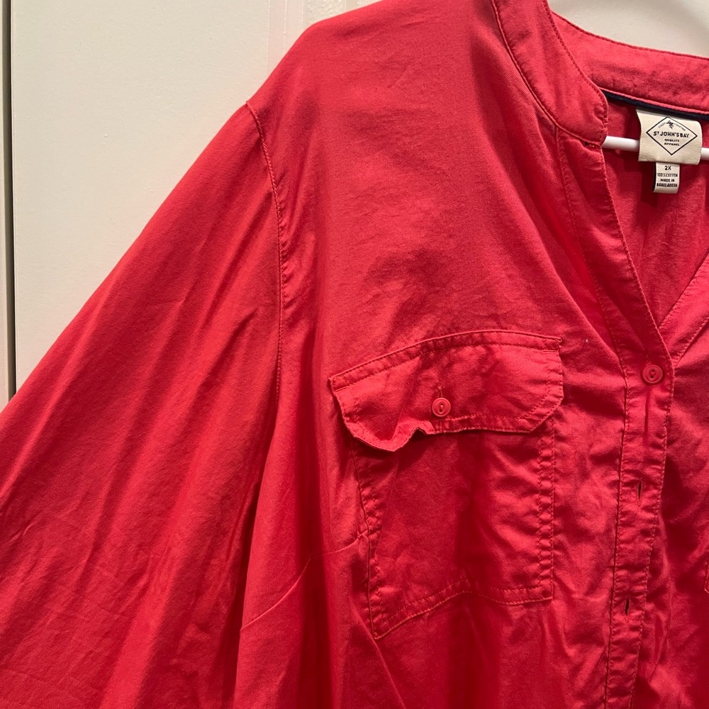 St. John's Bay - Coral Long Sleeve Blouse - Picture 2 of 4
